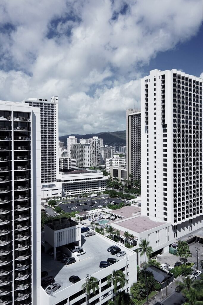 Beautiful aerial shot of a modern urban city skyline