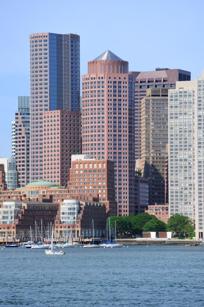 Boston skyscrapers and downtown cityscape view